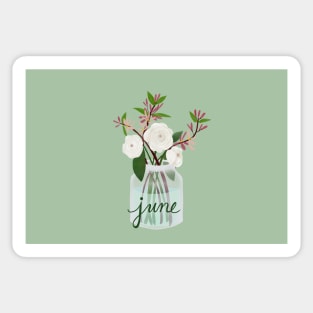 June Honeysuckle and Roses in mason jar Sticker